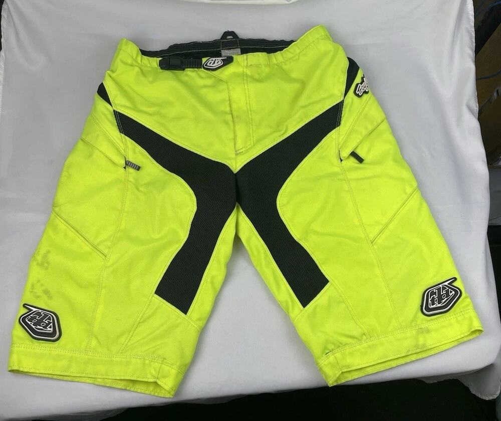 Troy Lee Designs Shorts Mens Size 38 Yellow Padded Lined BMX Moto Cycling Biking